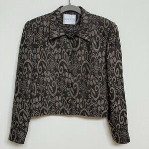 Doncaster Women's Black Metallic Floral Cropped‎ Blazer